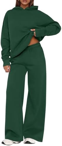 Womens Sweatsuits 2 piece set Long Sleeve Hoodie Loose Wide Leg Sweatpants Fall Tracksuit