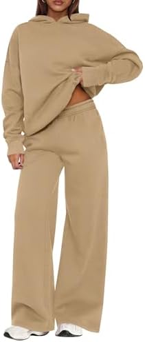 Womens Sweatsuits 2 piece set Long Sleeve Hoodie Loose Wide Leg Sweatpants Fall Tracksuit