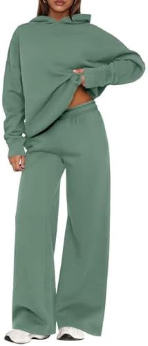 Womens Sweatsuits 2 piece set Long Sleeve Hoodie Loose Wide Leg Sweatpants Fall Tracksuit