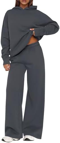 Womens Sweatsuits 2 piece set Long Sleeve Hoodie Loose Wide Leg Sweatpants Fall Tracksuit