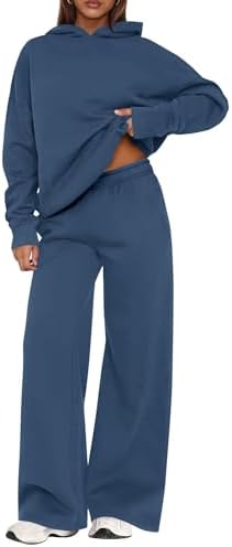 Womens Sweatsuits 2 piece set Long Sleeve Hoodie Loose Wide Leg Sweatpants Fall Tracksuit