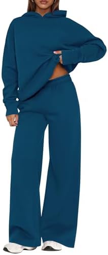 Womens Sweatsuits 2 piece set Long Sleeve Hoodie Loose Wide Leg Sweatpants Fall Tracksuit