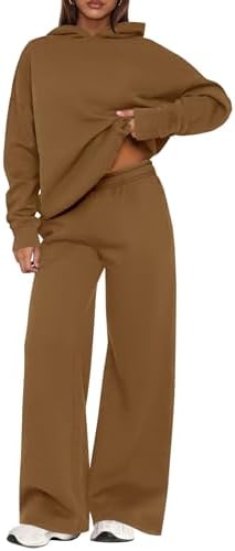 Womens Sweatsuits 2 piece set Long Sleeve Hoodie Loose Wide Leg Sweatpants Fall Tracksuit