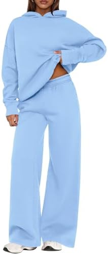 Womens Sweatsuits 2 piece set Long Sleeve Hoodie Loose Wide Leg Sweatpants Fall Tracksuit