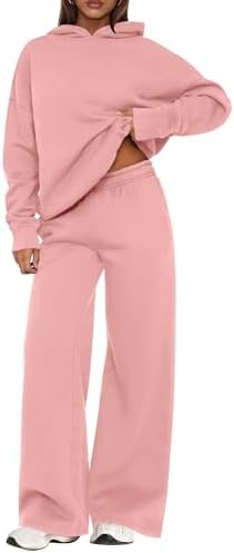 Womens Sweatsuits 2 piece set Long Sleeve Hoodie Loose Wide Leg Sweatpants Fall Tracksuit