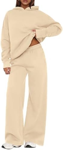 Womens Sweatsuits 2 piece set Long Sleeve Hoodie Loose Wide Leg Sweatpants Fall Tracksuit