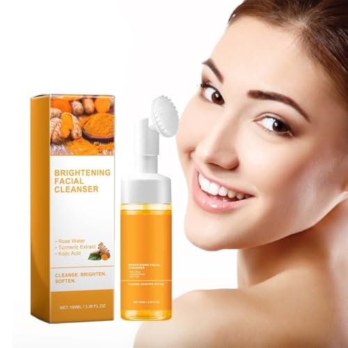 Turmeric Foaming Face Wash, Deep Cleansing Glow Wash Turmeric Facial Cleanser With Brush.