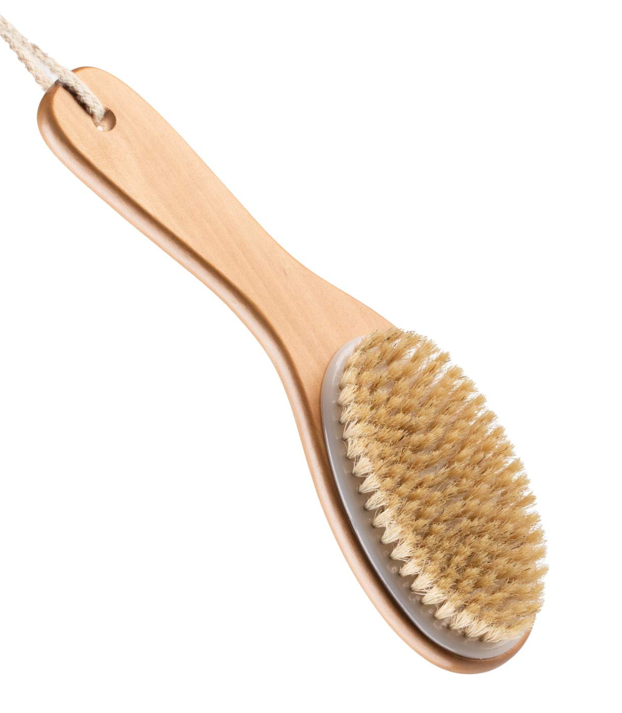 100% Natural Boar Bristle Body Brush with Contoured Wooden Handle