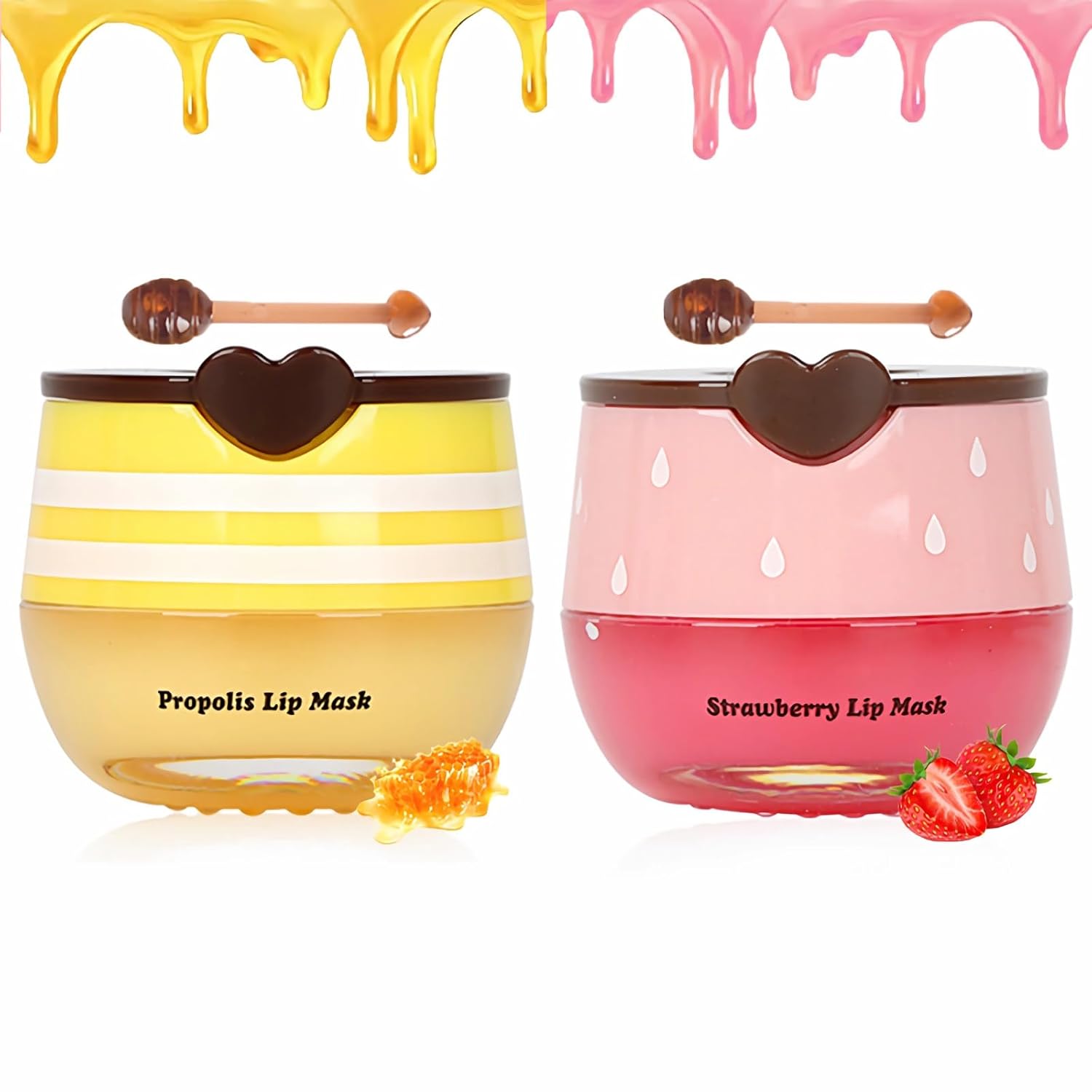 6 PCS Bee Lip Balm Lip Mask Honey Pot, Propolis Lip Mask Overnight Moisturizing Lip Balm with Stick, Sleeping Lip mask Hydrating Prevention Dry & Cracked, Reduce lip Lines