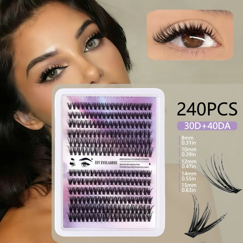 Lash Extension Kit Clusters Individual Eyelashes Kit 9-16mm with Bond