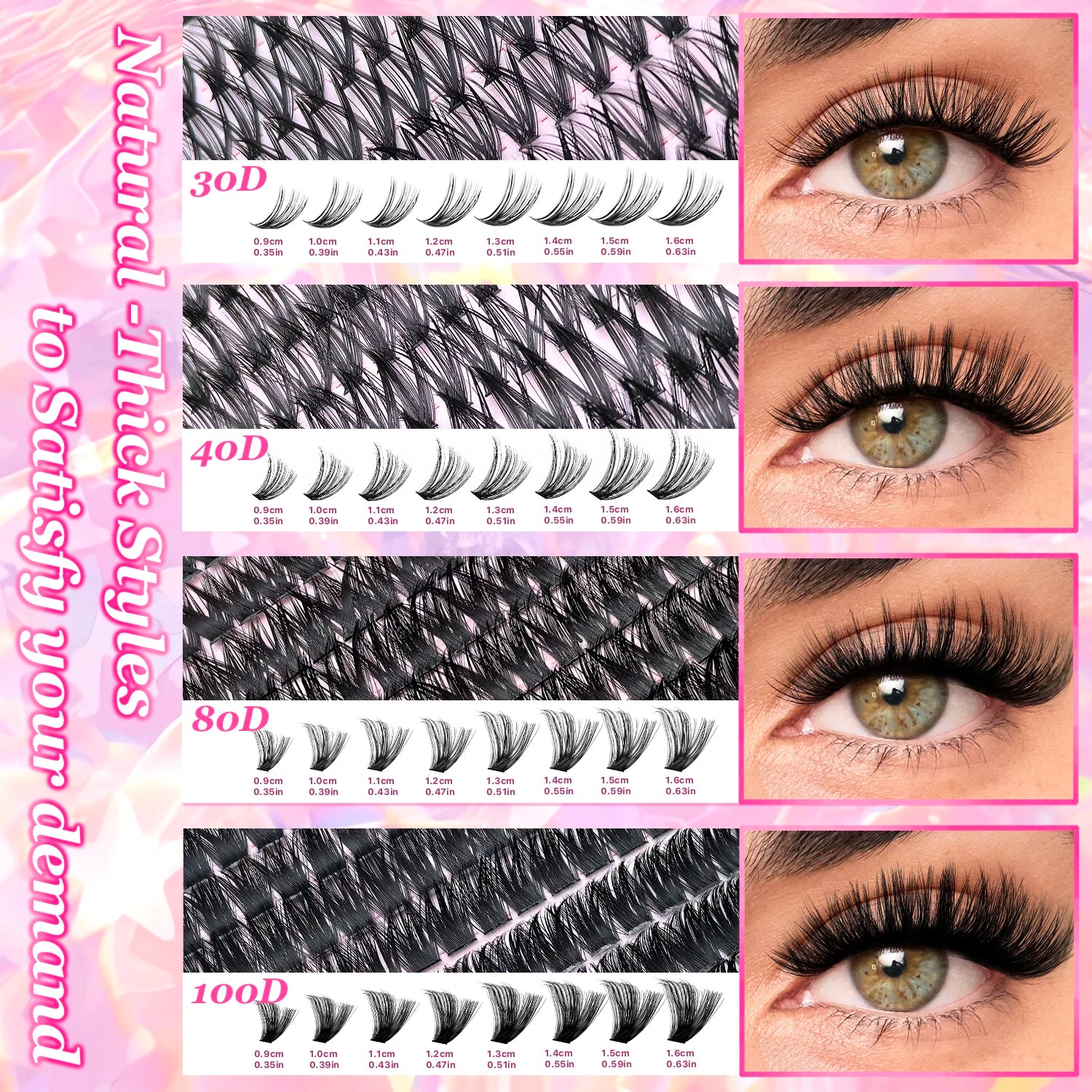 Lash Extension Kit Clusters Individual Eyelashes Kit 9-16mm with Bond